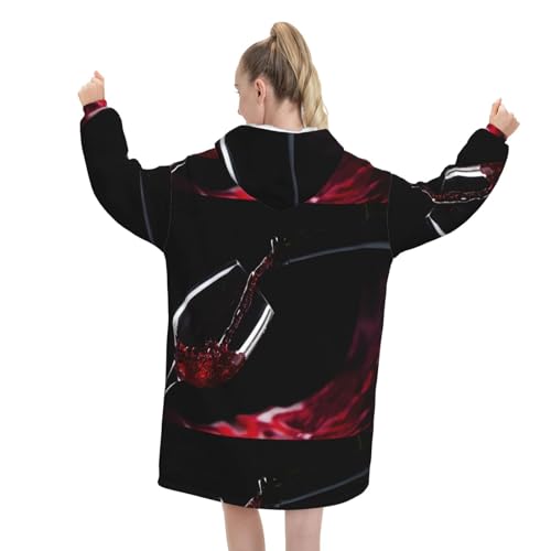 Sweat à capuche en flanelle douce style couverture couleur bordeaux - 3