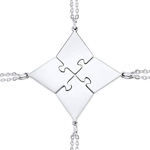 U7 Friendship Necklaces For 4 Pieces Jigsaw Puzzle Pendant Stainless Steel Silver BFF Necklace Men Women Christmas Jewellery Gift