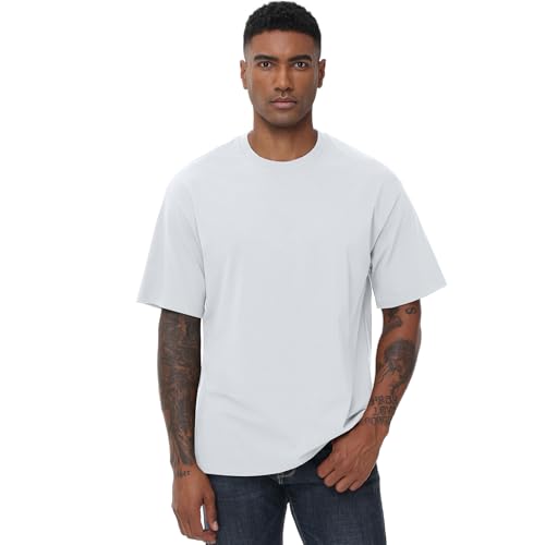 Image of KEEPSHOWING Mens Oversized T-Shirts, Cotton Loose Fit Crewneck Short Sleeve Casual Tees Workout Gym Basic Tops