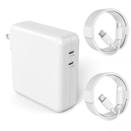 Mac Book Pro Charger 138W USB C Charger Compatible with MacBook Pro 16, 15, 14, 13 Inch, MacBook Air 13 Inch, iPad Pro and More USB C Devices, Include 2 Cables