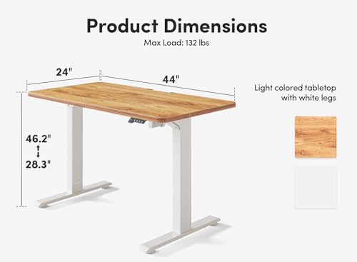 FAMISKY Mesa de pé ajustável de 111 x 61 cm, mesa de pé elétrica, mesa de elevação com placa de emen
