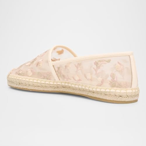 FSJ Women Stylish Espadrilles Flats Flower Embroidery Closed Toe Fancy Mesh Ballet Summer Casual Comfortable Dress Shoes Size 4-16 US4