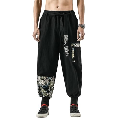 Pantalon lin et coton style chinois rétro pour un look casual d'été