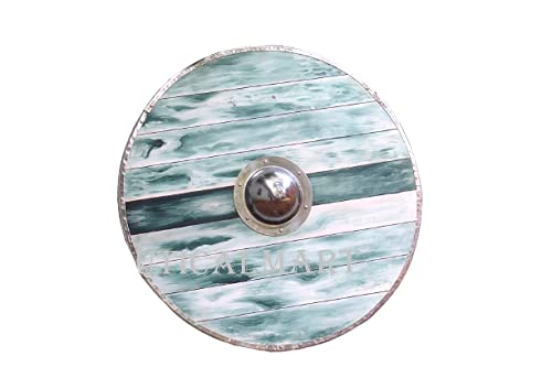 Wood Viking Shield in Glacier Blue - SCA/LARP/Norse/Norway/Antique/Armor
