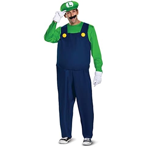 Super Mario Bros DIS11001C Deluxe Luigi Adults Costume, Men, XXL Cover