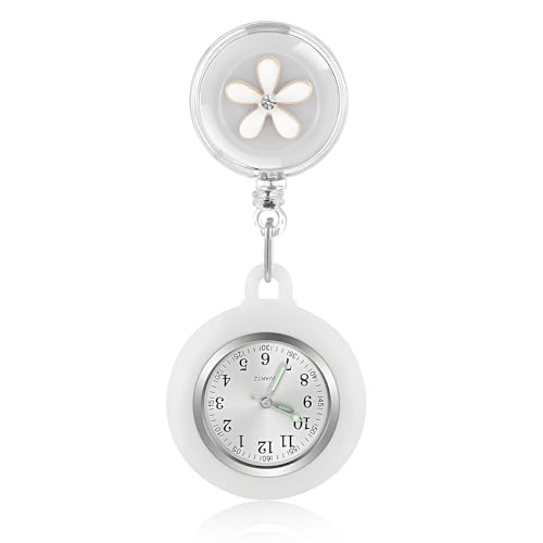 Taschenuhren für Damen, personalisiert Krankenschwester Taschenuhr, Taschenuhren Zeiger mit Leuchtend, Dehnbare Silikon Hülle Schwesternuhren, Ansteckuhr für Krankenschwestern Pflege und Ärzte