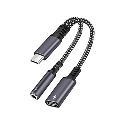 2in1 タイプC イヤホン 変換 アダプタ 30w Type-C to 3.5mm イヤホンジャック PD急速充電 同時 音楽再生/音声通話/音量調節 二股 高耐久 ナイロン編み 接続ケーブル 3.5mm Aux端子 FOR iPad Pro 2021/