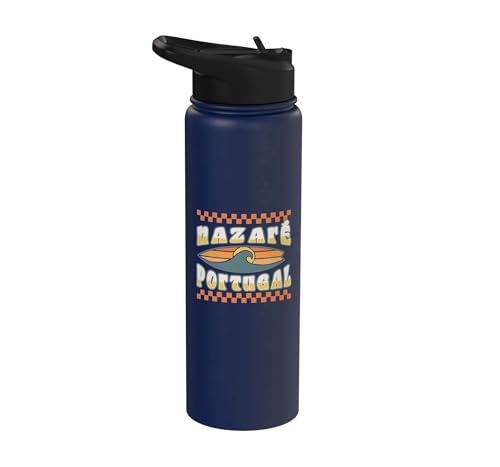 Nazare Portugal Vintage Surfboard Water Bottle