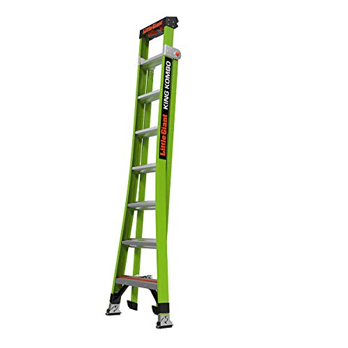 Little Giant Ladders, King Kombo, Technical, 8 Ft. A Frame, 14 Ft. Extension, Ground Cue, V-bar, Sure Set Feet, Fiberglass, Type 1AA, 375 lbs weight rating, (13814-074)