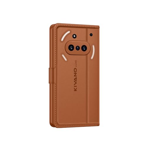 Image of KIVANO LUXE Compatible for Nothing Phone 3(a) Luxury Handmade Leather Magnetic Flip Folio Case | Card Holder & Kickstand | Slim Protective Cover | Unisex - Brown