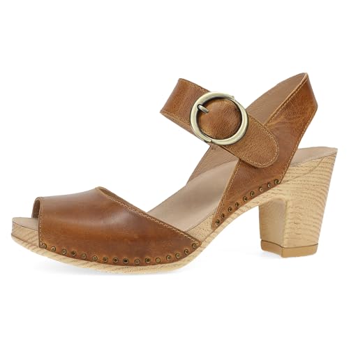 Dansko Tamra Peep Toe Sandal for Women - Quality Leathers and a Heel for a Classy, All-Day Look - Cushioned Footbed for All-Day Comfort
