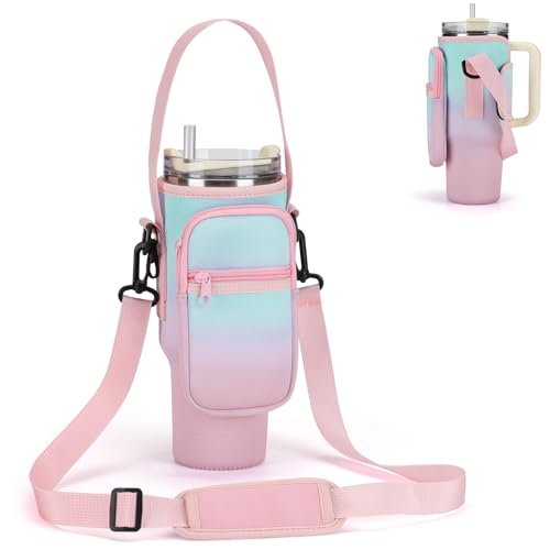 GOEWY Water Bottle Carrier Bag for Stanley Cup 30oz with Phone Pockets