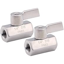 DERNORD Stainless Steel Mini Ball Valve 1/4 Inch NPT Thread Female Pack of 2