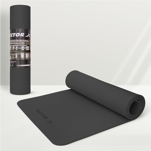 Vector X Yoga Mats for Men/Women Exercise mat at Home/Gym Anti Slip Yoga mat Workout mat Yoga Mat for Kids Yoga Mate Gym mats for Workout at Home Matrial - EVA (4MM, Black)