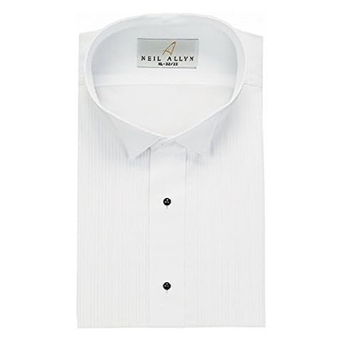 Neil Allyn Men's Tuxedo Shirt Wing Collar 1/8 Inch Pleat Cover