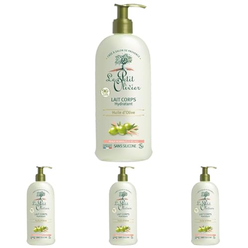 LE PETIT OLIVIER - Lait Corps Hydratant - Huile D'Olive - Adoucit, Apaise & Hydrate - Peaux Normales A Sèches - 96% D'Origine Naturelle - Sans Silicone - Fabriqué en France - 250 ml (Lot de 4)