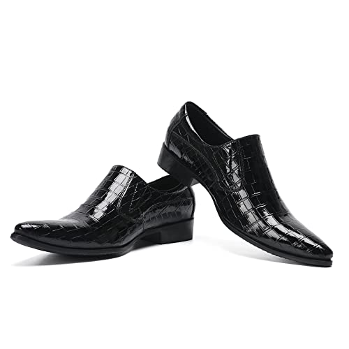 Men's Leather Shoes, Business Plaid Simple Men's Dress Shoes, Wedding Party Banquet Nightclub Stage Host Barber Uniform Office Work Shoes4