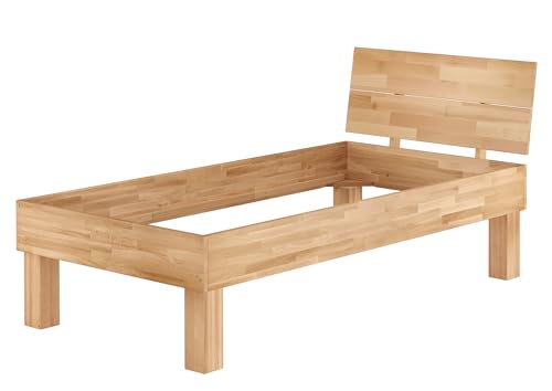 Erst-Holz®Einzelbett super stabil Buche 100x200 hohes Massivholzbett Seniorenbett 60.81-10 oR