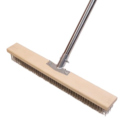 Image of Stainless Steel Wire Heavy Duty Brush 50 cm | Metal Wooden Brush with 70 inch Long Stainless Steel Pole for Floor, Swimming Pool, Terrace, Bathroom, Garden, Block, Moss, Stains Cleaning