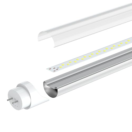 T8 T12 LED Tube Light Bulbs 4 Foot, Plug & Play or Ballast Bypass, 24W 3120LM 6000K Daylight, T8/T12 LED Fluorescent Light Replacement 4FT, Type A+B T8 Lights Tube 48 inch, Dual-Ended(8Pack)