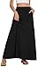Leafsay Womens Maxi A-line Long Summer Skirt Elastic High Waist Flowy Skirt with Pockets(Black,L)
