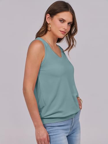 Image of ANRABESS Women Tank Tops Summer V Neck Sleeveless Casual Loose Fit Cute Cami Basic T Shirts Solid Tees 2026 Trendy Outfits