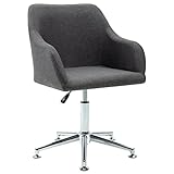 vidaXL Adjustable Swivel Dining Chair - Dark Grey Fabric Upholstery, Plywood Frame, Steel Legs - Modern Scandinavian Design for Home & Office
