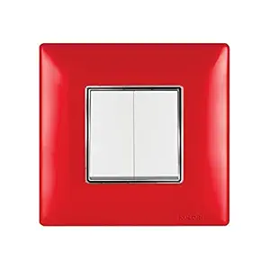 16 Module, Modular Switch Plate [Cover Plate] with Silverline, with inner plate (Blooming Red) [KOSMIK], Compatible only with KRAFT & KOSMIK Switches