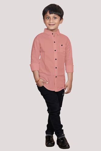Image of Boys Solid Casual Shirt in Cotton Fabric