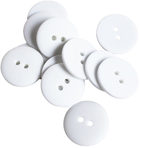 RaanPahMuang Generic White Buttons 1 Inch, Plastic Buttons for Sewing, Chalk Based, Matt Finish, One Size 2 Hole Buttons for Shirt, Coat | Bulk Pack, 35 Buttons, White