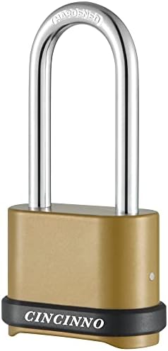 CINCINNO 4 Digit Combination Lock, Heavy Duty Combination Padlock with Long Shackle Combo Padlock for Outdoor Use ,Sheds, Locker, Storage Unit, Gym and Gate