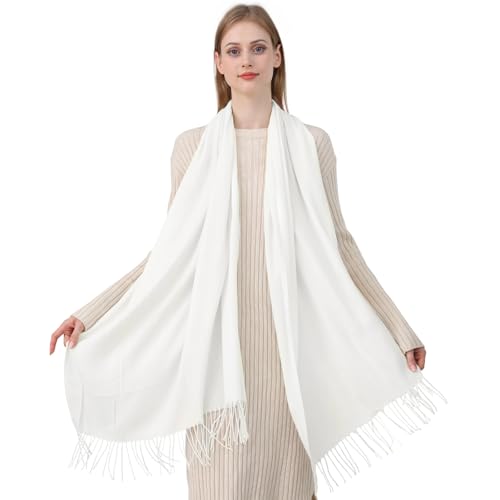 Best World 4 Yu Womens Winter Shawls Warm Casual Scarf Solid Pashmina Tassel Style Stoles for Wedding Party(Ivory) Best World 4 Yu Womens Winter Shawls Warm Casual Scarf Solid Pashmina Tassel Style Stoles for Wedding Party(Ivory)