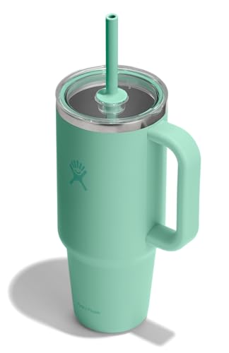 Hydro Flask 40 Oz Clear Lid Travel Tumbler with Straw and Handle - Insulated Stainless Steel in 40 Oz Mermaid Green