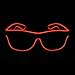 Aquat Glow Neon Rave Glasses El Wire Flashing LED Sunglasses Light up Costumes for Party, Halloween, DJ, Wired with Battery Power RB01 (Red, Black Frame)