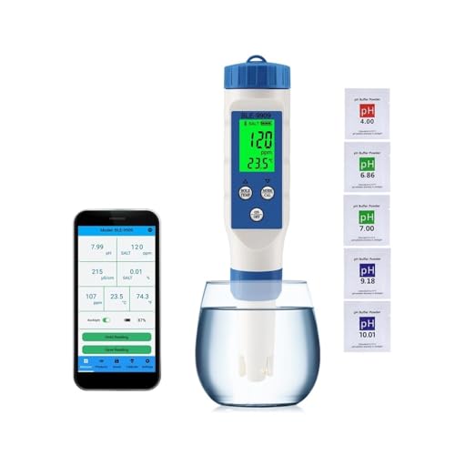 7-in-1/5-in-1 Bluetooth PH[^[ X}[gPH EC TDS ORP SALT SG TEMP   k͔| ZxeX^[(5 in 1 PH Meter)