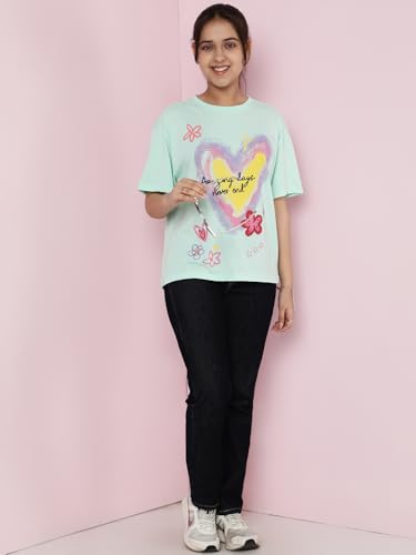 Image of Li'l Tomatoes Girls Crop T-Shirt | 100% Cotton | Graphic Printed Casual Top | Soft & Breathable Summer Wear | 9-16 Years