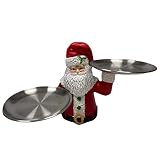 Momolaa Santa Clau Bonhomme de Neige décoration Snack Assiette de Fruits Ornements Statue en résine adaptée aux réunions de Famille et aux fêtes Organiseur Bureau Tiroirs en Bois (Silver, One Size)