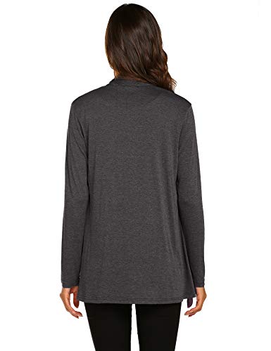 Newchoice Womens Long Sleeve Casual Lightweight Cardigan Sweaters Soft Drape Open Front Fall Dusters (Dark Grey, L) #TOP5