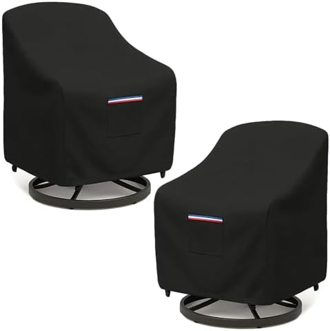 Outdoor Patio Chair Covers Waterproof, 30W x 34D x 38.5H inches Weather Resistant Patio Furniture Cover All-Weather Protection Heavy Duty 600D 2-Pack Black