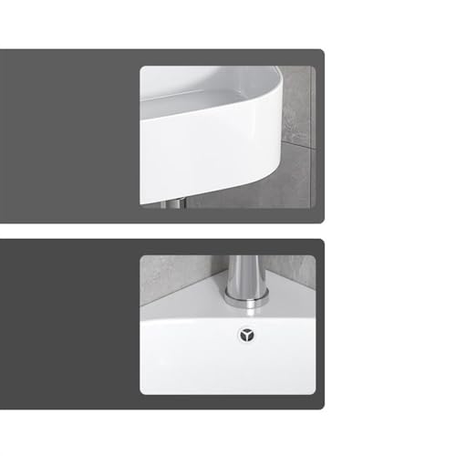 Lavabo triangular de cerámica de pared para baños pequeños y balcones 4