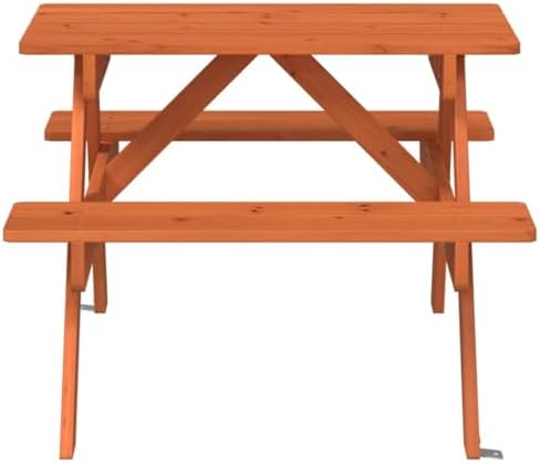 Kids Outdoor Dining Table Set for 4, Solid Fir Wood Garden Furniture with Umbrella Hole, Perfect for Children Age 3 and Up, Patio & Deck Playtime Fun