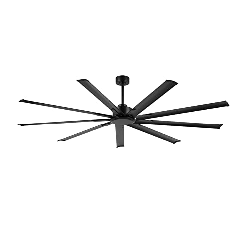 Ledlux 84 Inch Ceiling Fan No Light Black, Reversible Dc Motor, 6 Speed Remote Control, Industrial 9 Aluminum Blades With 4.5 Inch/12 Inch/24 Inch Downrods For Home Or Commercial cover