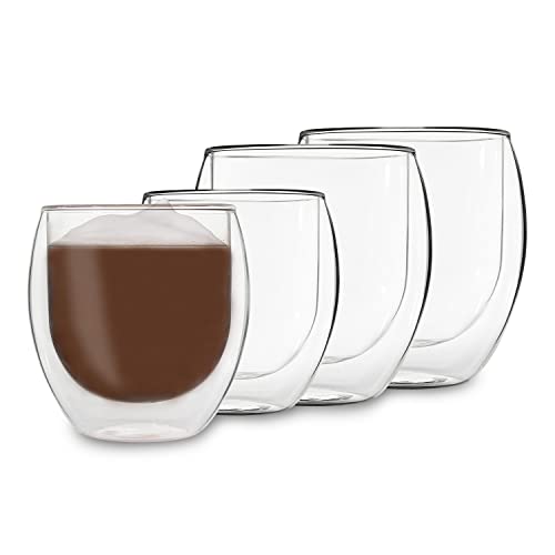 DUOS® Tazas y vaso de cafe (2x 310ml, 400ml Jumbo) - taza y vaso doble pared de cristal