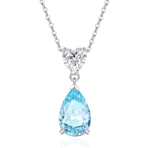 [FANCIME] 誕生石 ネックレス レディース 11月 誕生石 トパーズ しずく ハート モチーフ ジルコニア シルバー ペンダント S925 お守り石 アクセサリー 母の日 誕生日 プレゼント ギフト ご褒美 ラッピング付き - FANCIME - 商品画像