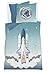 Produktbild Soma Biber Bettwäsche-Set 2 teilig Bettbezug 2tlg 135x200cm Kopfkissenbezug 80x80cm blau Space Rakete Weltall