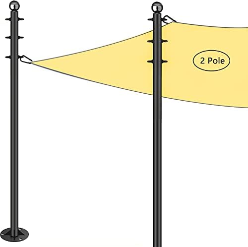 Shade Sail Poles Equipment Enlarged Dameter, 10Ft Solar Shade Sail Poles Help Awning Cover, Out of doors String Gentle Pole Publish Heavy Obligation Metal Publish for Outdoors Deck Patio Yard Wedding ceremony (2 Pack)