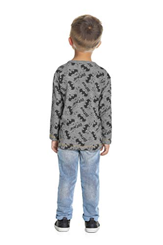 Camiseta Avulsa Manga Longa Batman, Fakini, Meninos, Rot. Batman Cinza Mescla, 3