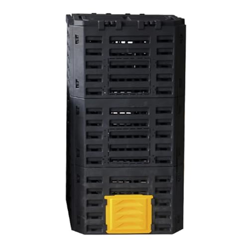 ENWYTE Compost Bin 180L/340L/500L Garden Composter Plastic Large capacity Food Caddy Fertile Soil Converter Flip Door Latch-on Lid Waste Recycling Box All-weather Resistant Composter(Yellow,500L)