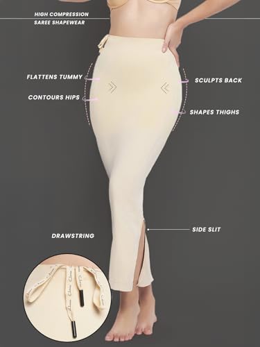 Clovia Women's Knit Synthetic Saree (Sw0048P24Xxl_Beige)