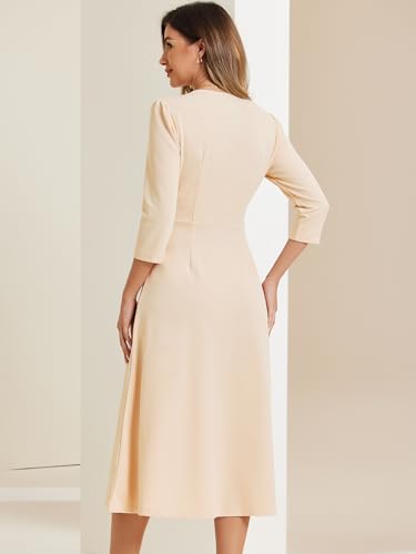 Image of Allegra K Womens 3 /4 Sleeve A-Line Business Work Formal Midi Dress